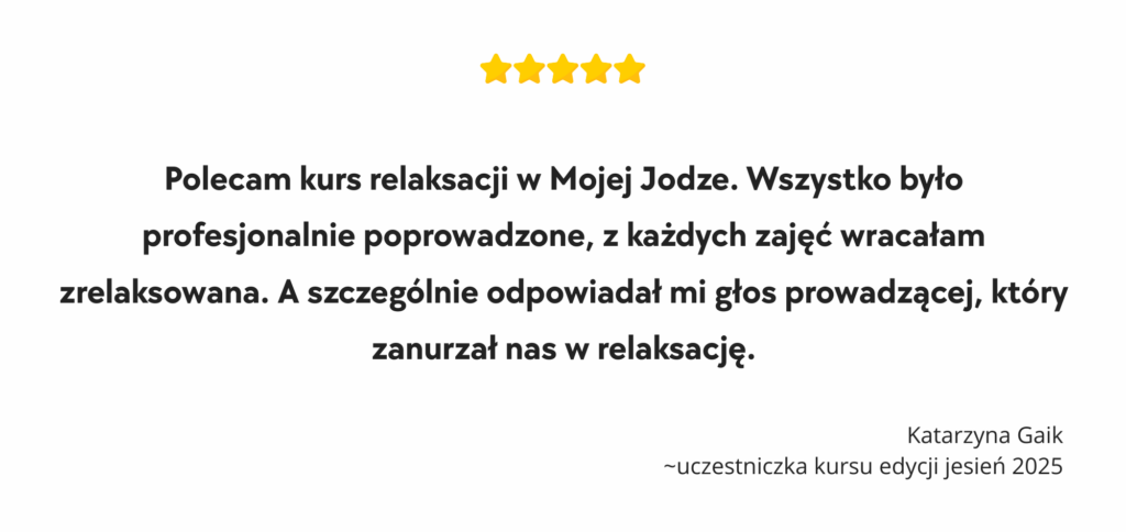 opinia o relaksacji prowadzonej przez Gabi z Moja Joga