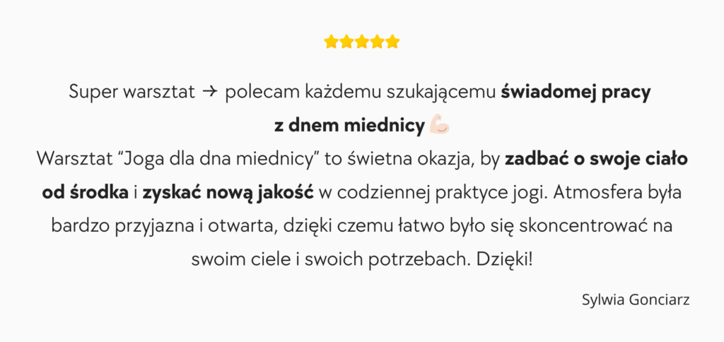 opinia o warsztacie joga dla dna miednicy z moja joga Gabi